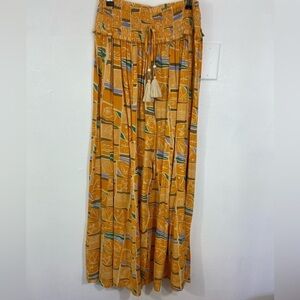True Destinations Resort Wear Wide Leg Pants Beach Tropical Coverup Yellow M